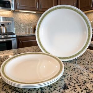 5 Centura Corning Lynwood Dinner Plates 10.25" Green Floral Excellent Condition